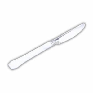 10 Silver with White Handle Plastic Knives