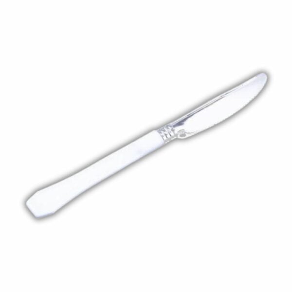 10 Silver with White Handle Plastic Knives