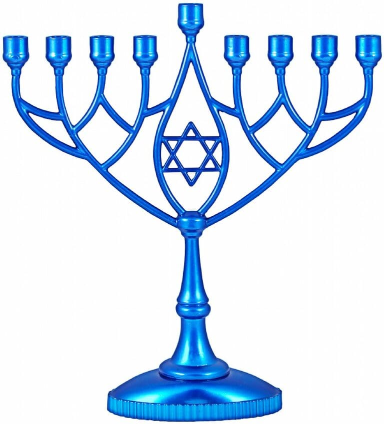 Metallic Blue Classic Chanukah Menorah