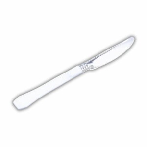 10 Silver with White Handle Plastic Knives
