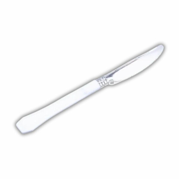 10 Silver with White Handle Plastic Knives