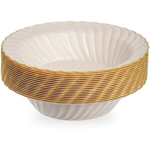 18 Sea Shell with Gold Rim Hard Plastic Soup Bowls
