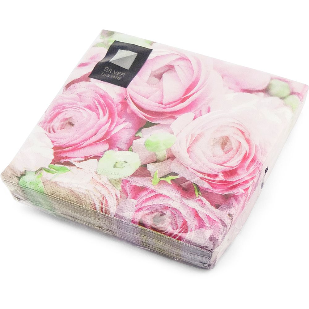 20 3ply Pink Roses Napkins