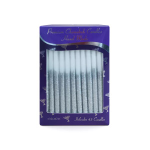 44 Glittered Silver & White Chanukah Candles