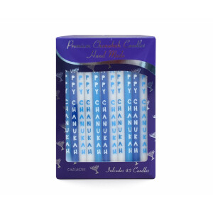 44 Happy Chanukah Text Blue & White Candles
