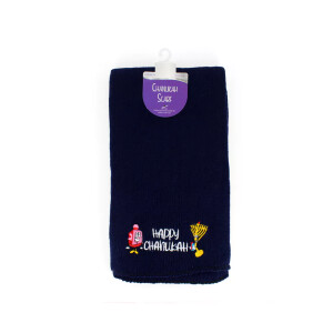 Happy Chanukah Navy Scarf