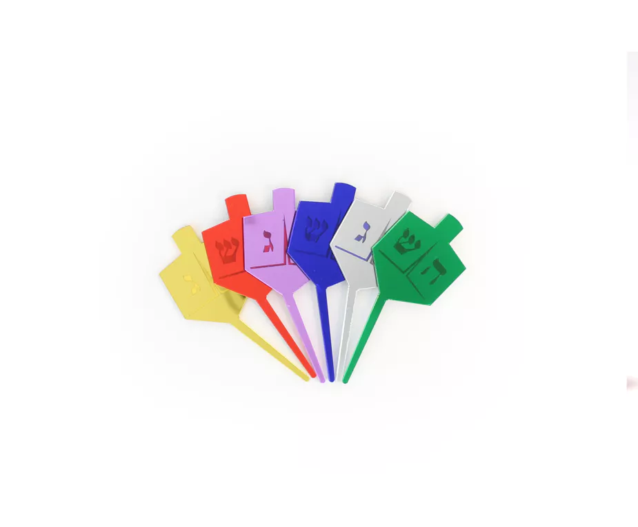 6 Dreidel Shaped Lucite Cup Cake Toppers