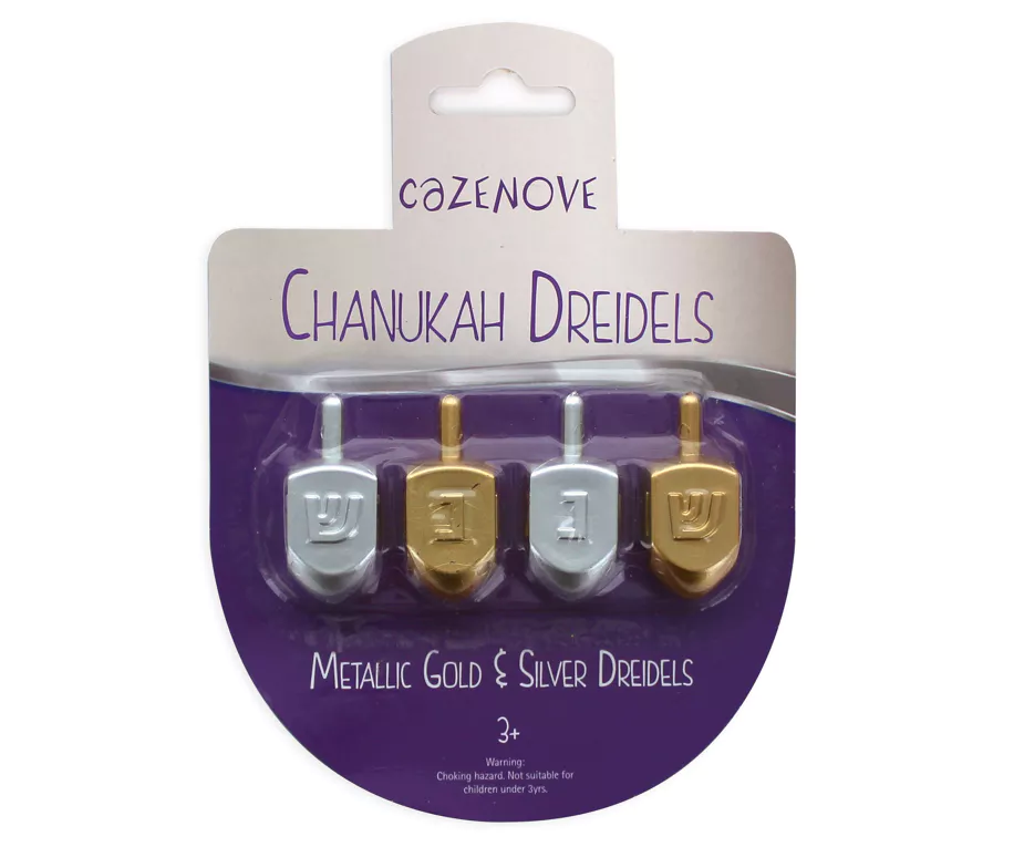 Pack of 4 Silver & Gold Dreidels