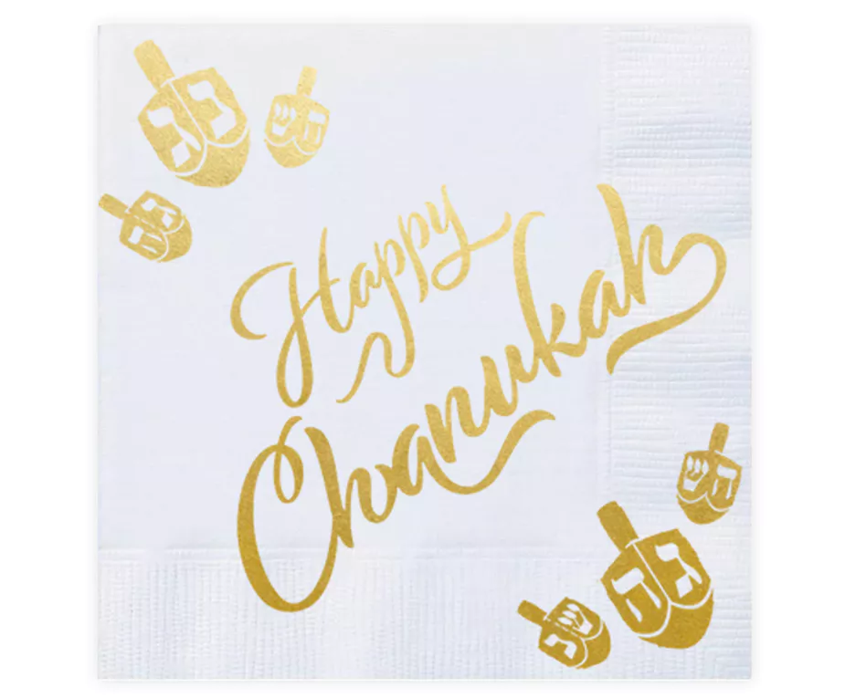 Happy Chanukah 20 Gold Foiled Napkins