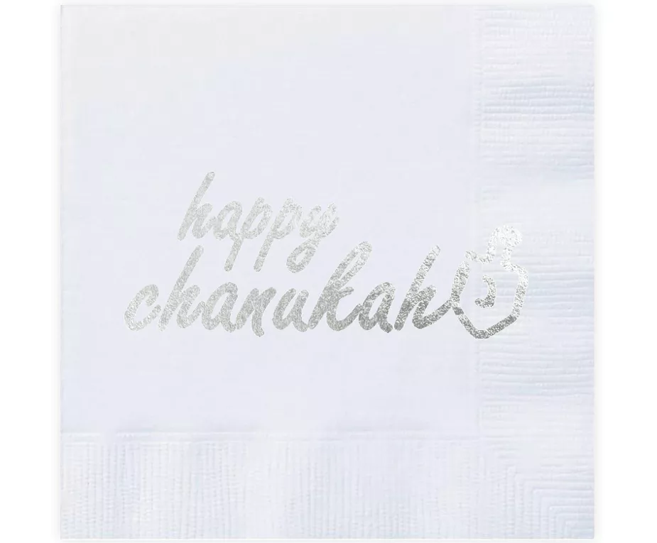 Happy Chanukah 20 Silver Foiled Napkins