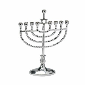 Traditional Polished Silvertone Menorah
