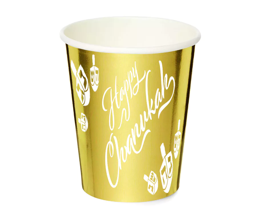 Chanukah Gold Foiled Small Paper Cups