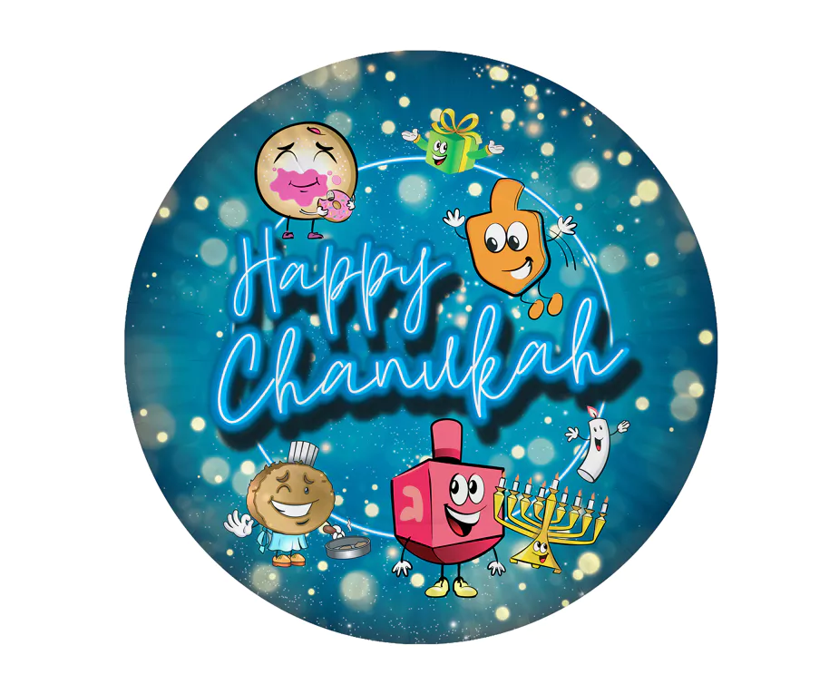 10 Happy Chanukah Menorah & Dreidel Blue 9" Paper Plates
