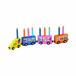 Wood Train Menorah with Removable Wood Candles