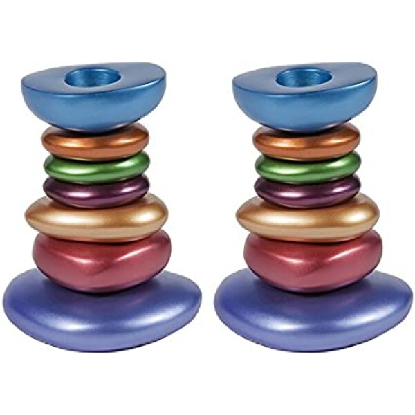 Yair Emanuel Anodized Aluminum Multi Coloured Shabbat Candle