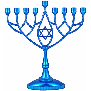 Metallic Blue Classic Chanukah Menorah