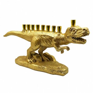 Gold Dinosaur Chanukah Menorah