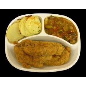 Hermolis Passover Chicken Schnitzel with Potatoes and Sauerkraut