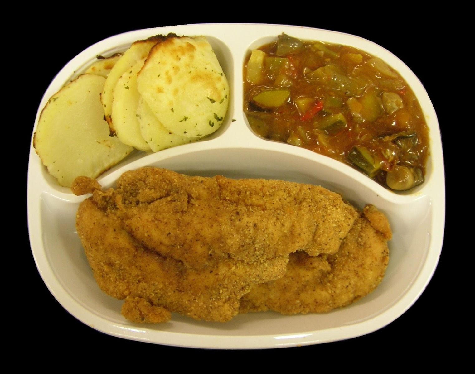 Hermolis Passover Chicken Schnitzel with Potatoes and Sauerkraut