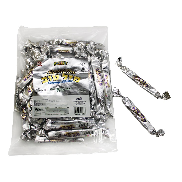 Zazers 35 Mazel Tov Silver Sour Apple Chewy Stick
