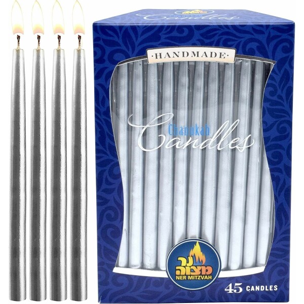 Ner Mitzvah Metallic Silver Chanukah Candles